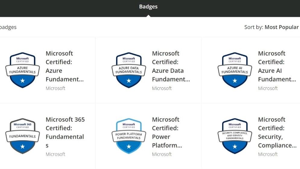 6 Microsoft Cert badges